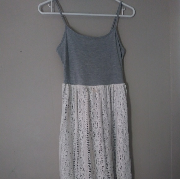 Grey with off white lace midi dress - Picture 1 of 3